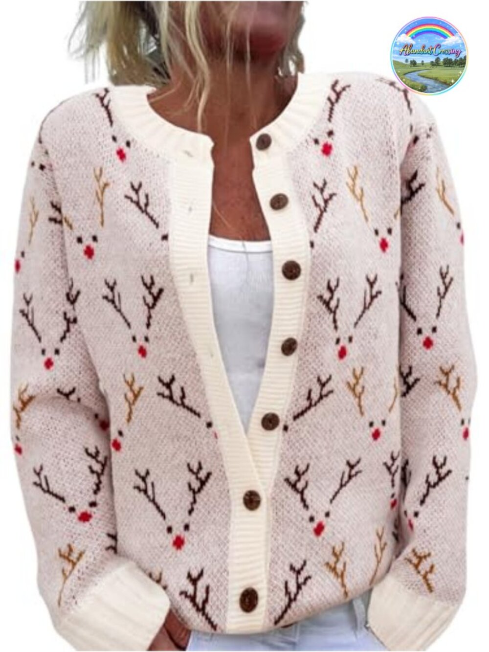 Women's Funny Fall Winter Christmas Elk Button Knit Cardigan Sweater